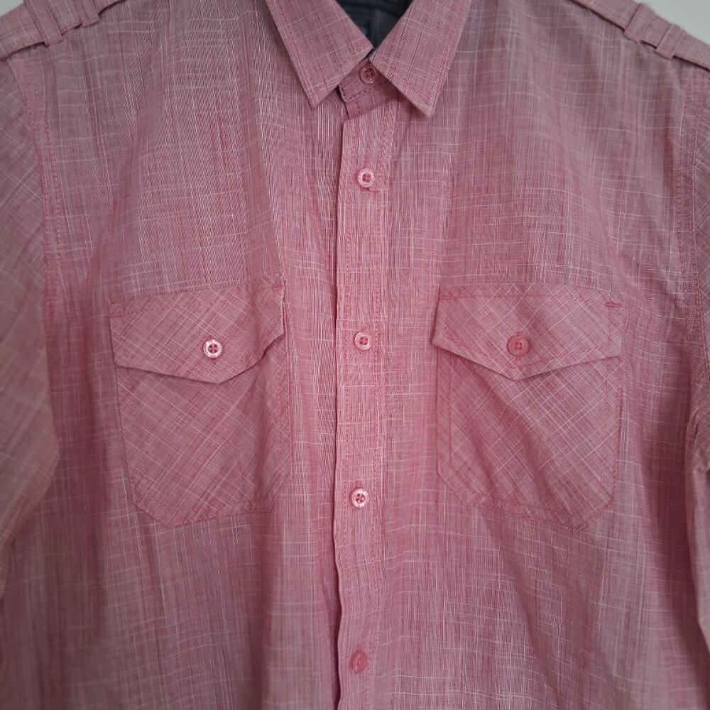 American Rag Cotton Button Up Shirt Men Large Pink Long Sleeve - Picture 3 of 6